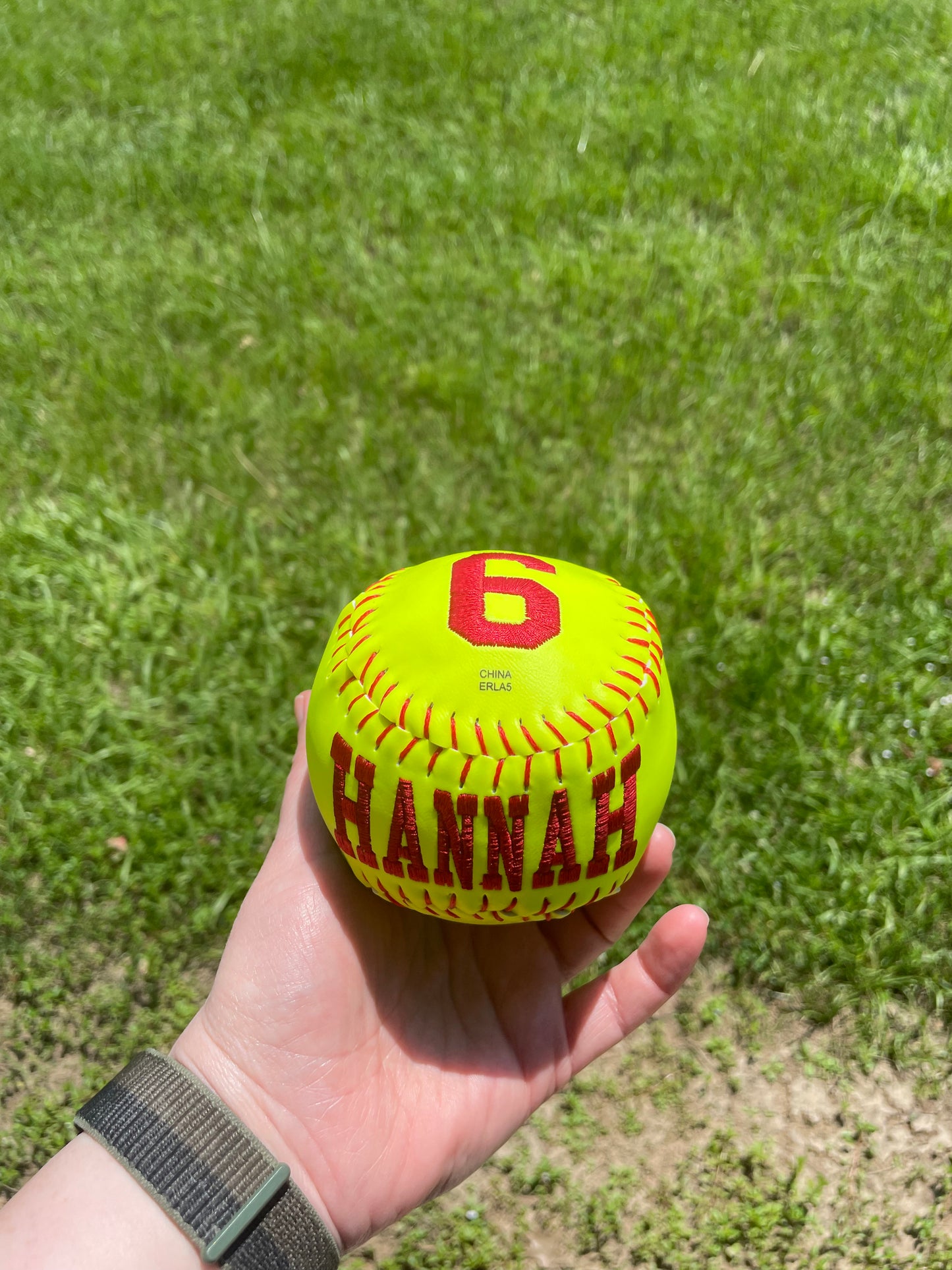 Custom Embroidered Softball (Text Only)